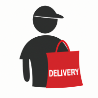 Red delivery bag with delivery guy icon